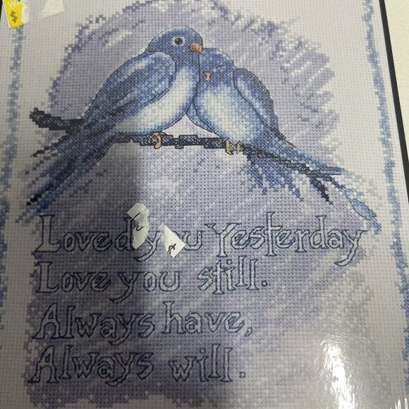 Bucilla Counted Cross Stitch "Love You Always" 8"x10" Blue Birds WM45656 - Picture 3 of 9